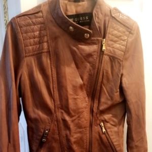 Leather biker jacket for women